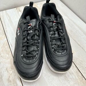 Fila Womens Sz 9 Black Disarray Sneakers Lug Soles Runners Trainers Gym Shoes